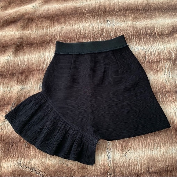 Sandro Black Aoda Asymmetric Ruffled Mini Skirt - Picture 2 of 10